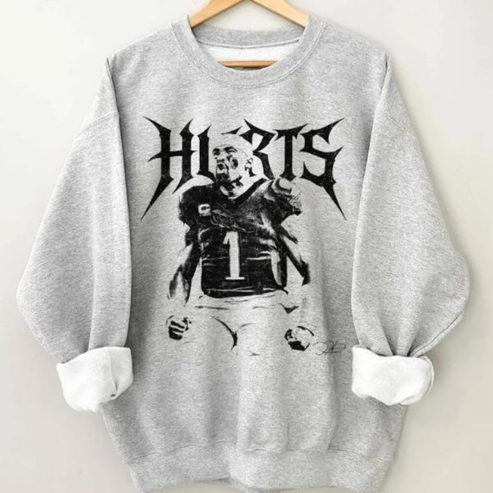 Jalen Hurts Vintage Football Sweatshirt – Retro Philadelphia QB Crewneck
